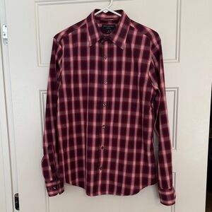 Banana Republic Red and Gray Soft Wash Plaid Shirt